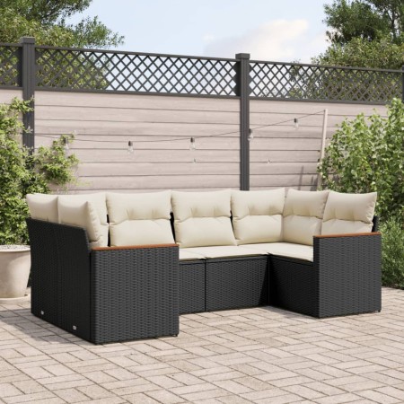 Set de sofás de jardín 6 piezas y cojines ratán sintético negro de , Conjuntos de jardín - Ref: Foro24-3226259, Precio: 361,7...