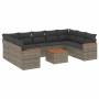 Set de sofás de jardín 10 pzas con cojines ratán sintético gris de , Conjuntos de jardín - Ref: Foro24-3226284, Precio: 561,9...