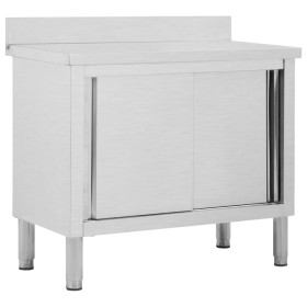 Mesa de trabajo puertas correderas acero inox 100x50x(95-97) de vidaXL, Restauración - Ref: Foro24-51050, Precio: 240,54 €, D...