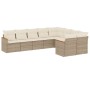 Set de sofás de jardín 9 pzas con cojines ratán sintético beige de , Conjuntos de jardín - Ref: Foro24-3226303, Precio: 566,7...