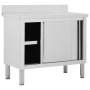 Mesa de trabajo puertas correderas acero inox 100x50x(95-97) de vidaXL, Restauración - Ref: Foro24-51050, Precio: 240,54 €, D...