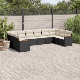 Set de sofás de jardín 10 pzas cojines ratán sintético negro de , Conjuntos de jardín - Ref: Foro24-3226322, Precio: 547,89 €...