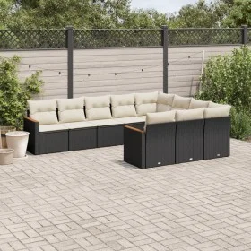 Set de sofás de jardín 10 pzas cojines ratán sintético negro by , Garden sets - Ref: Foro24-3226336, Price: 587,61 €, Discoun...
