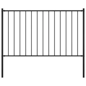 Black powder coated steel fence panel and posts 1.7x1 m by vidaXL, fence panels - Ref: Foro24-145210, Price: 52,28 €, Discoun...