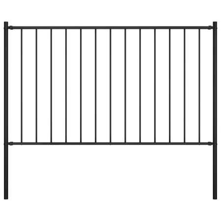 Black powder coated steel fence panel and posts 1.7x1 m by vidaXL, fence panels - Ref: Foro24-145210, Price: 52,28 €, Discoun...