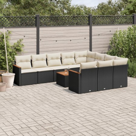Set de sofás de jardín 11 pzas y cojines ratán sintético negro de , Conjuntos de jardín - Ref: Foro24-3226343, Precio: 586,18...