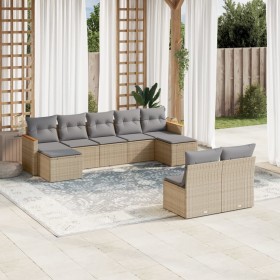 Juego de sofás jardín con cojines beige mezcla 9 pzas ratán PE de , Conjuntos de jardín - Ref: Foro24-3226374, Precio: 477,38...