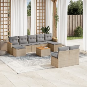 Juego de sofás jardín con cojines beige 10 pzas ratán sintético de , Conjuntos de jardín - Ref: Foro24-3226381, Precio: 516,9...
