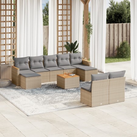 Juego de sofás jardín con cojines beige 10 pzas ratán sintético de , Conjuntos de jardín - Ref: Foro24-3226381, Precio: 516,9...