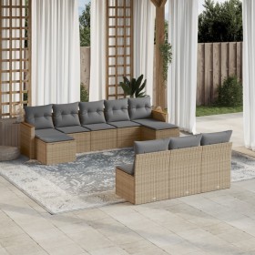 Juego de sofás jardín con cojines beige 10 pzas ratán sintético de , Conjuntos de jardín - Ref: Foro24-3226388, Precio: 525,4...
