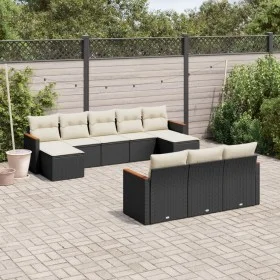 Set de sofás de jardín 10 pzas cojines ratán sintético negro by , Garden sets - Ref: Foro24-3226413, Price: 550,80 €, Discoun...