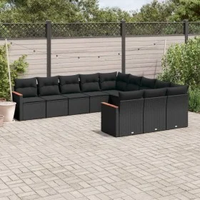 Set de sofás de jardín 11 pzas y cojines ratán sintético negro de , Conjuntos de jardín - Ref: Foro24-3226426, Precio: 714,77...