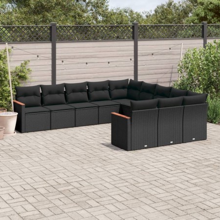 Set de sofás de jardín 11 pzas y cojines ratán sintético negro de , Conjuntos de jardín - Ref: Foro24-3226426, Precio: 695,54...