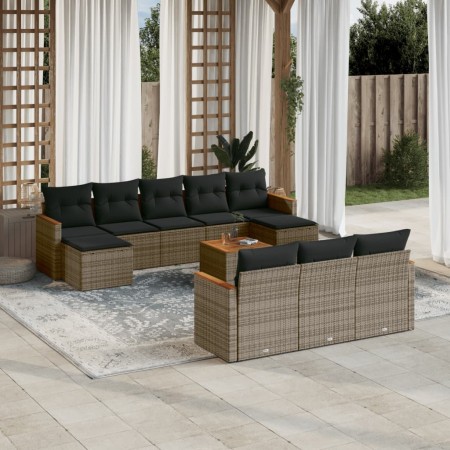Set de sofás de jardín 11 pzas y cojines ratán sintético gris de , Conjuntos de jardín - Ref: Foro24-3226424, Precio: 587,37 ...