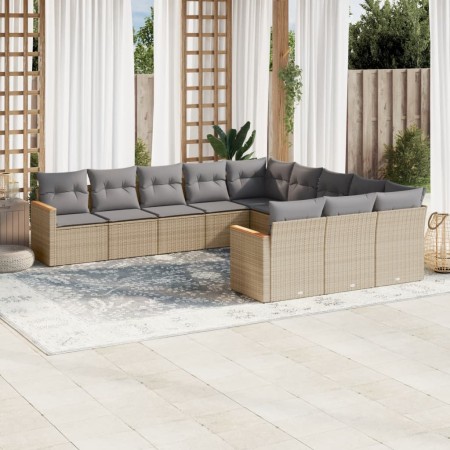 Juego de sofás jardín con cojines beige mezcla 11 pzas ratán PE de , Conjuntos de jardín - Ref: Foro24-3226430, Precio: 675,8...