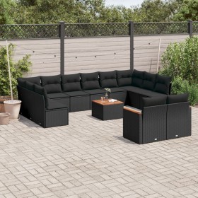 Set de sofás de jardín y cojines 13 pzas ratán sintético negro de , Conjuntos de jardín - Ref: Foro24-3226447, Precio: 835,08...