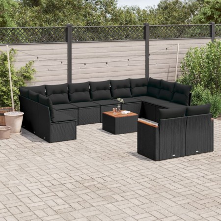 Set de sofás de jardín y cojines 13 pzas ratán sintético negro de , Conjuntos de jardín - Ref: Foro24-3226447, Precio: 835,08...