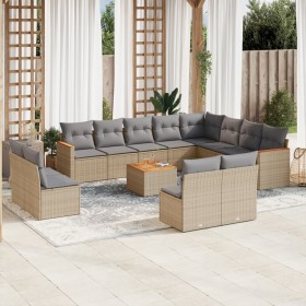 Juego de sofás jardín con cojines beige mezcla 13 pzas ratán PE de , Conjuntos de jardín - Ref: Foro24-3226479, Precio: 764,1...