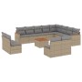 Juego de sofás jardín con cojines beige mezcla 13 pzas ratán PE de , Conjuntos de jardín - Ref: Foro24-3226479, Precio: 764,1...