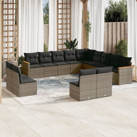 Set sofás de jardín con cojines 13 piezas ratán sintético gris de , Conjuntos de jardín - Ref: Foro24-3226487, Precio: 760,29...