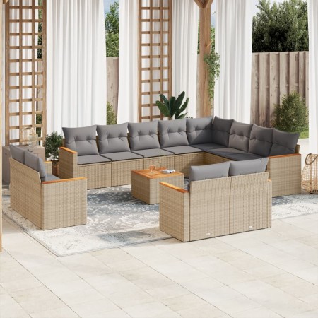Juego de sofás jardín con cojines beige mezcla 13 pzas ratán PE de , Conjuntos de jardín - Ref: Foro24-3226521, Precio: 827,5...