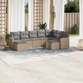 Juego de sofás jardín con cojines beige mezcla 9 pzas ratán PE de , Conjuntos de jardín - Ref: Foro24-3226542, Precio: 499,38...