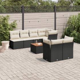 Set de sofás de jardín y cojines 8 piezas ratán sintético negro de , Conjuntos de jardín - Ref: Foro24-3255846, Precio: 480,9...