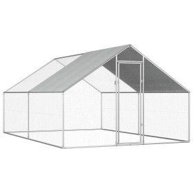 Jaula gallinero de exterior de acero galvanizado 2,75x4x1,92 m de vidaXL, Jaulas y habitáculos para animales pequeños - Ref: ...