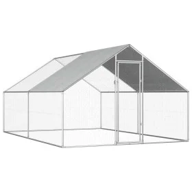 Jaula gallinero de exterior de acero galvanizado 2,75x4x1,92 m de vidaXL, Jaulas y habitáculos para animales pequeños - Ref: ...