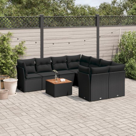 Set de sofás de jardín 8 piezas y cojines ratán sintético negro de , Conjuntos de jardín - Ref: Foro24-3255859, Precio: 584,3...