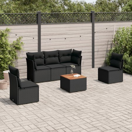 Set de sofás de jardín 6 piezas y cojines ratán sintético negro de , Conjuntos de jardín - Ref: Foro24-3255873, Precio: 357,7...