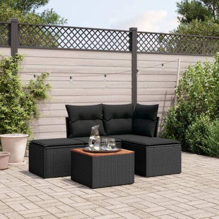 Set de muebles de jardín 5 pzas y cojines ratán sintético negro de , Conjuntos de jardín - Ref: Foro24-3255915, Precio: 291,7...