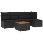 Set de sofás de jardín 6 piezas y cojines ratán sintético negro de , Conjuntos de jardín - Ref: Foro24-3255929, Precio: 334,6...