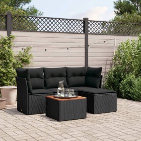 Set de muebles de jardín 5 pzas y cojines ratán sintético negro de , Conjuntos de jardín - Ref: Foro24-3255936, Precio: 313,7...