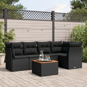 Set de sofás de jardín 6 piezas y cojines ratán sintético negro de , Conjuntos de jardín - Ref: Foro24-3255957, Precio: 398,8...