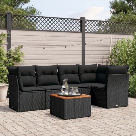 Set de sofás de jardín 6 piezas y cojines ratán sintético negro de , Conjuntos de jardín - Ref: Foro24-3255957, Precio: 398,8...