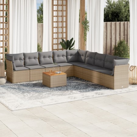 Juego de sofás jardín con cojines beige 10 pzas ratán sintético de , Conjuntos de jardín - Ref: Foro24-3256024, Precio: 627,6...
