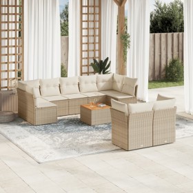 Juego de sofás jardín con cojines beige 10 pzas ratán sintético de , Conjuntos de jardín - Ref: Foro24-3256142, Precio: 697,1...