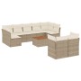 Juego de sofás jardín con cojines beige 10 pzas ratán sintético de , Conjuntos de jardín - Ref: Foro24-3256142, Precio: 697,1...