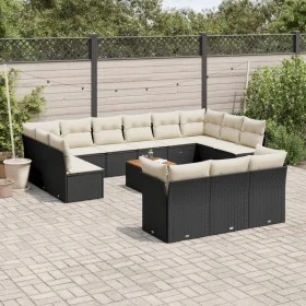 Set sofás de jardín 14 pzas con cojines ratán sintético negro de , Conjuntos de jardín - Ref: Foro24-3256252, Precio: 807,61 ...