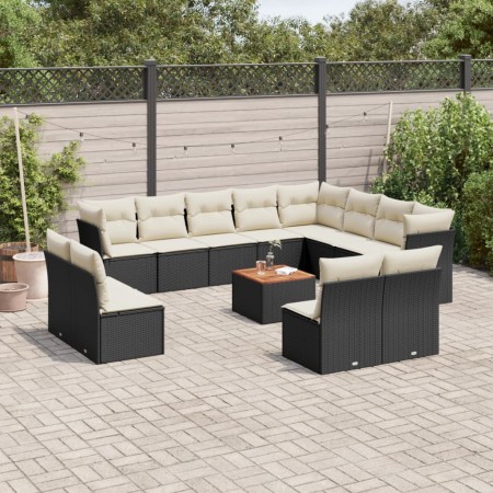 Set de sofás de jardín y cojines 13 pzas ratán sintético negro de , Conjuntos de jardín - Ref: Foro24-3256259, Precio: 761,67...