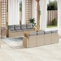 Juego de sofás jardín con cojines beige mezcla 9 pzas ratán PE de , Conjuntos de jardín - Ref: Foro24-3256374, Precio: 620,09...