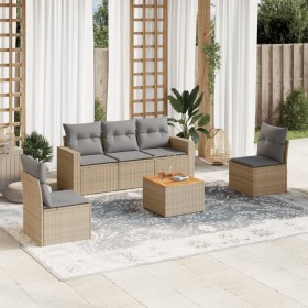 Juego de sofás jardín con cojines beige mezcla 6 pzas ratán PE de , Conjuntos de jardín - Ref: Foro24-3256395, Precio: 380,48...