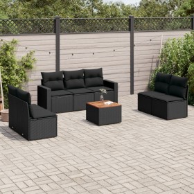 Set de sofás de jardín 8 piezas y cojines ratán sintético negro de , Conjuntos de jardín - Ref: Foro24-3256405, Precio: 485,8...