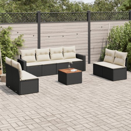 Set de sofás de jardín 8 piezas y cojines ratán sintético negro de , Conjuntos de jardín - Ref: Foro24-3256413, Precio: 486,2...