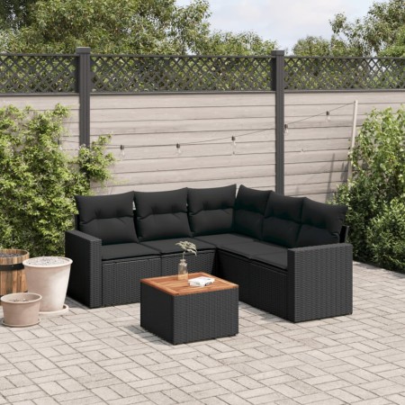 Set de sofás de jardín 6 piezas y cojines ratán sintético negro de , Conjuntos de jardín - Ref: Foro24-3256447, Precio: 410,5...