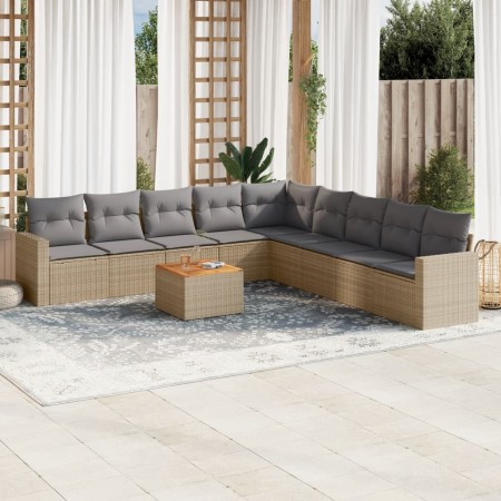 Juego de sofás jardín con cojines beige 10 pzas ratán sintético de , Conjuntos de jardín - Ref: Foro24-3256500, Precio: 620,1...