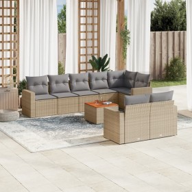 Juego de sofás jardín con cojines beige mezcla 9 pzas ratán PE de , Conjuntos de jardín - Ref: Foro24-3256542, Precio: 636,91...
