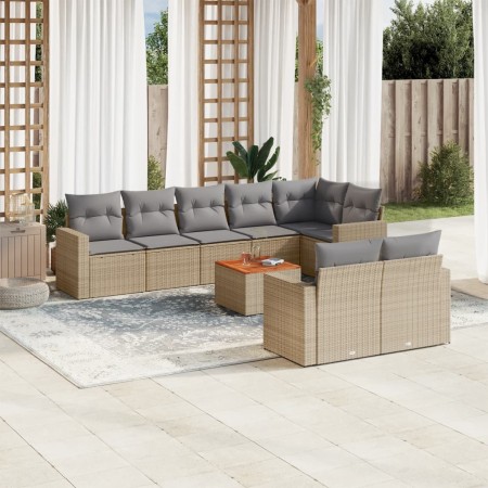 Juego de sofás jardín con cojines beige mezcla 9 pzas ratán PE de , Conjuntos de jardín - Ref: Foro24-3256542, Precio: 636,91...