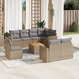 Juego de sofás jardín con cojines beige mezcla 9 pzas ratán PE de , Conjuntos de jardín - Ref: Foro24-3256549, Precio: 636,91...